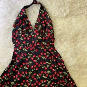 Vintage Ruby Rox Cherries Print Halter Dress